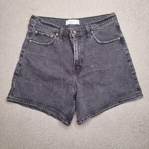 Abercrombie & Fitch Shorts Womens 31 12 Black Denim The Dad Short High Rise